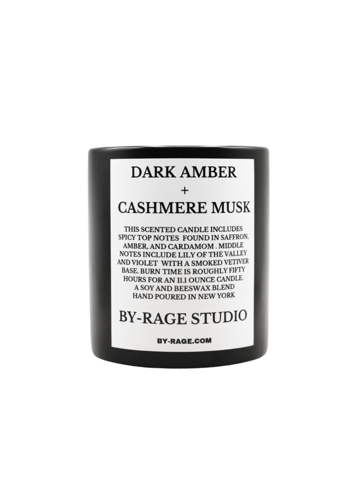 Amber and Cashmere Musk Soy Beeswax Modern Black Cologne Scented Ceramic Candle with Lily Of the Valley, Saffron and Bergamont